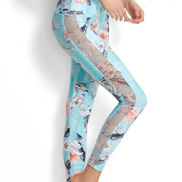 SEAFOLLY Modern Love Iceberg Floral Mesh Sided Leggings Size Small - Picture 1 of 15